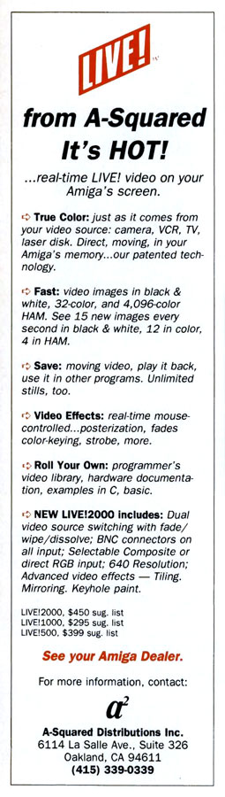 A-Squared Development Live! - Zeitgenössische Werbung - Datum: 1989-01, Herkunft: US