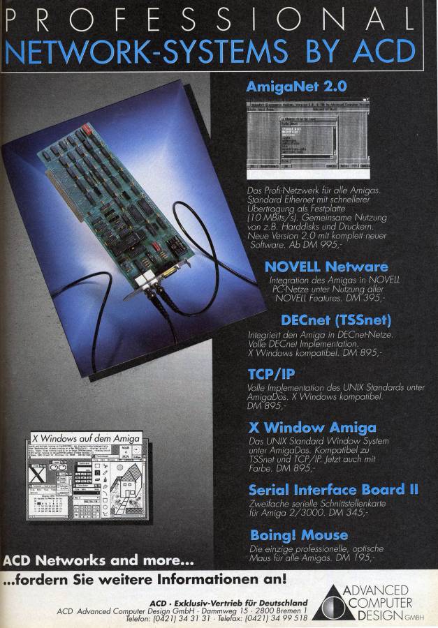 Hydra Systems AmigaNet - Vintage Advert - Date: 1990-12, Origin: DE