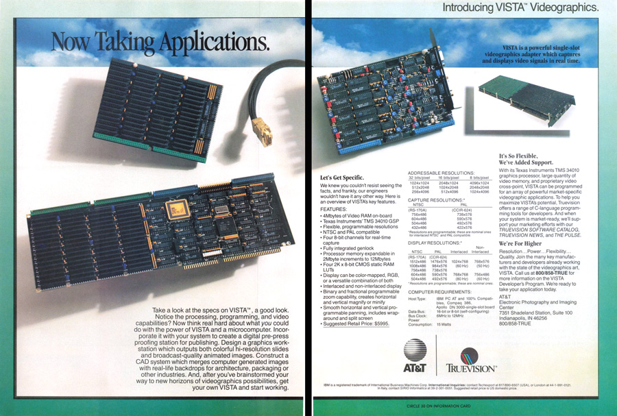 AT&T / TrueVision Vista - Vintage Advert - Date: 1987-11, Origin: US