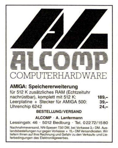 Alcomp 512k - Vintage Advert - Date: 1987-11, Origin: DE