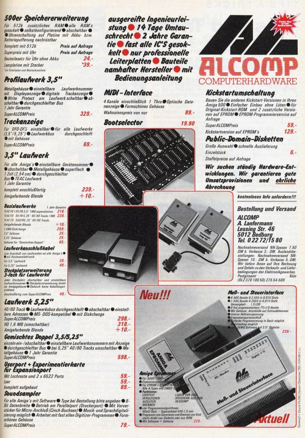 Alcomp Soundsampler Amiga 500 - Vintage Advert - Date: 1988-10, Origin: DE