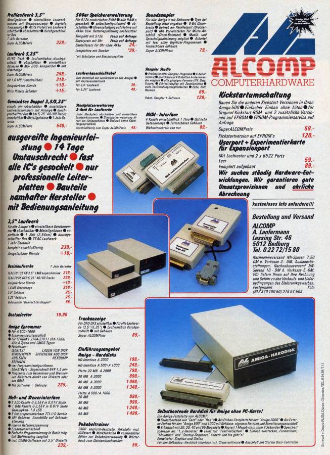 Alcomp Soundsampler Amiga 500 - Vintage Advert - Date: 1988-12, Origin: DE