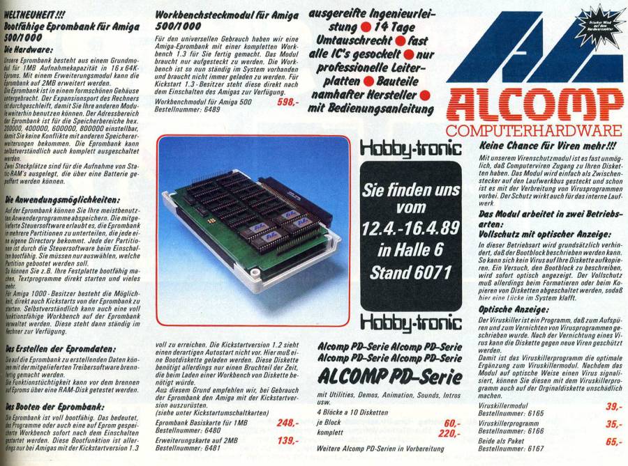 Alcomp EPROM-Bank - Vintage Advert - Date: 1989-04, Origin: DE