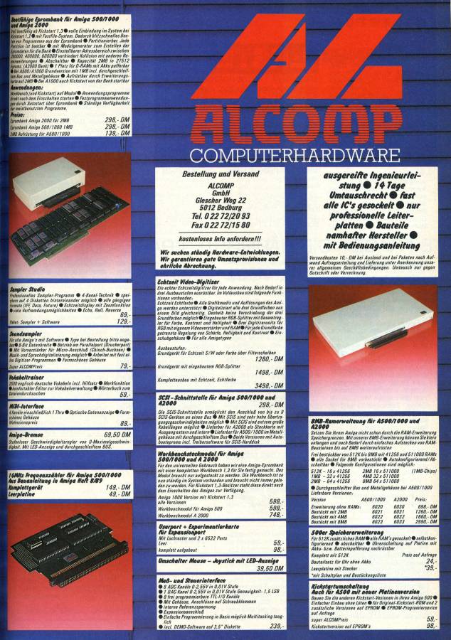 Alcomp Hard-Disk Interface - Vintage Advert - Date: 1989-11, Origin: DE