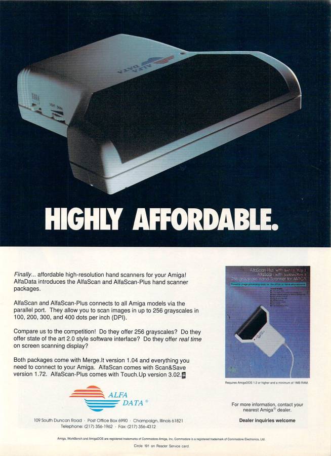 Alfa Data AlfaScan / AlfaScan-Plus - Vintage Ad (Datum: 1993-02, Herkunft: US)