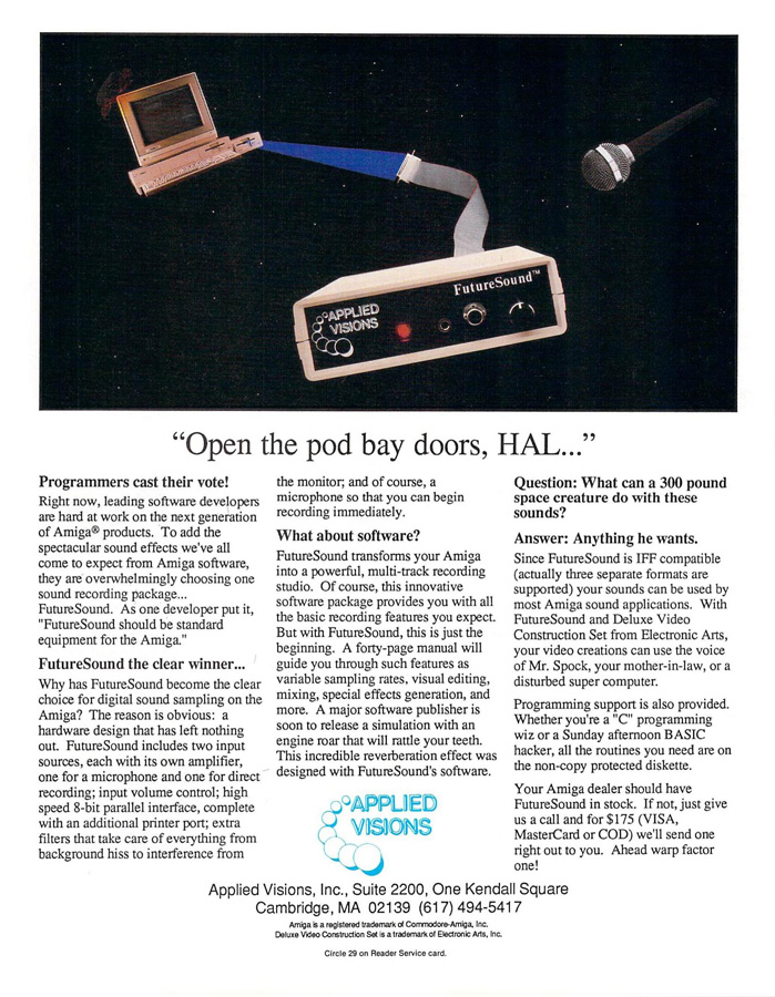 Applied Visions Future Sound - Vintage Advert - Date: 1986-12, Origin: US