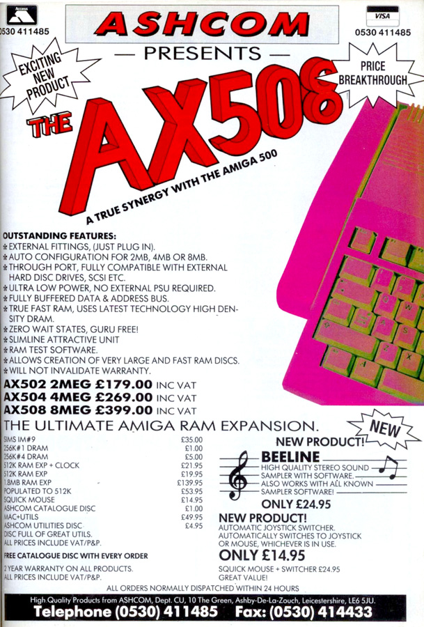 Ashcom Design & Developments ADDAX AX508 - Vintage Advert - Date: 1992-01, Origin: GB