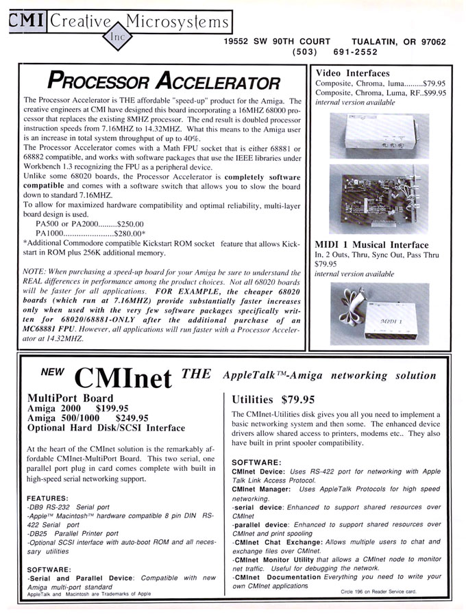 Creative Microsystems Processor Accelerator (PAMC-2000) - Zeitgenössische Werbung - Datum: 1989-06, Herkunft: US