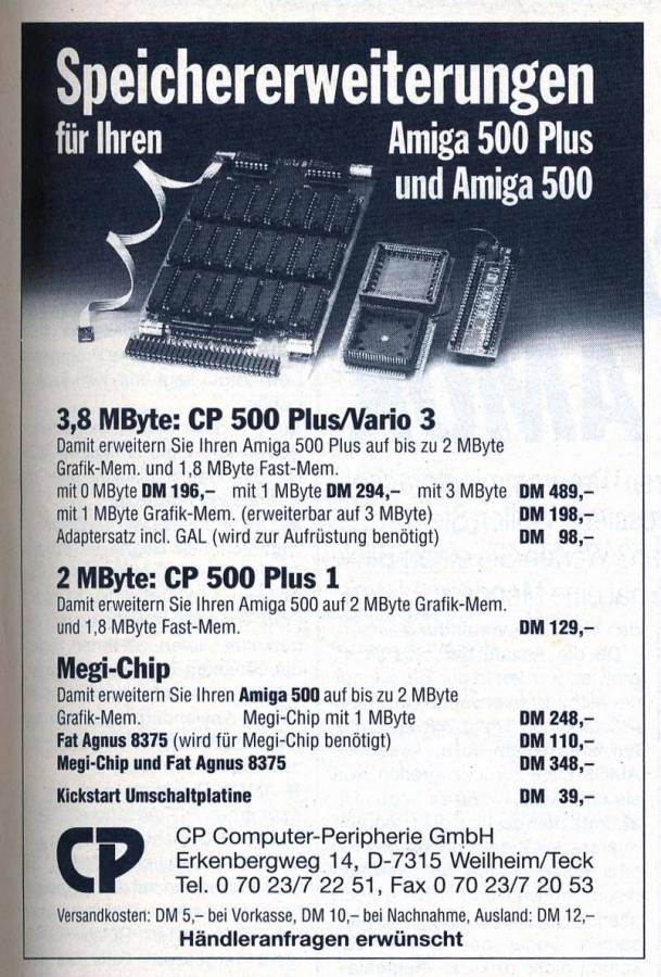 CP Computer Peripherie CP500 Plus / Vario 3 - Vintage Ad (Datum: 1992-06, Herkunft: DE)