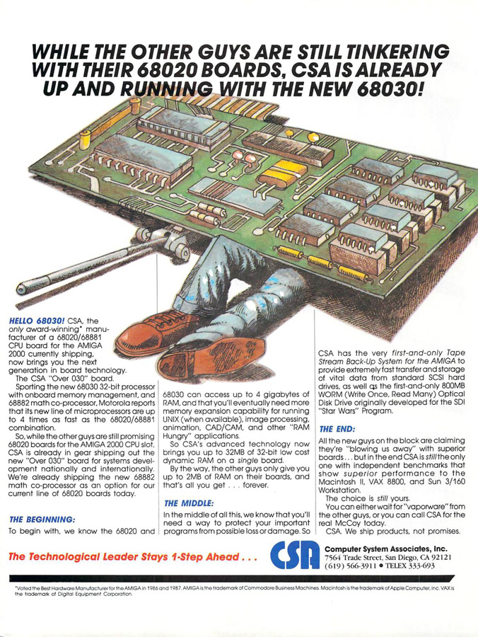 Computer System Associates Over 030 - Zeitgen&ouml;ssische Werbung - Datum: 1988-03, Herkunft: US