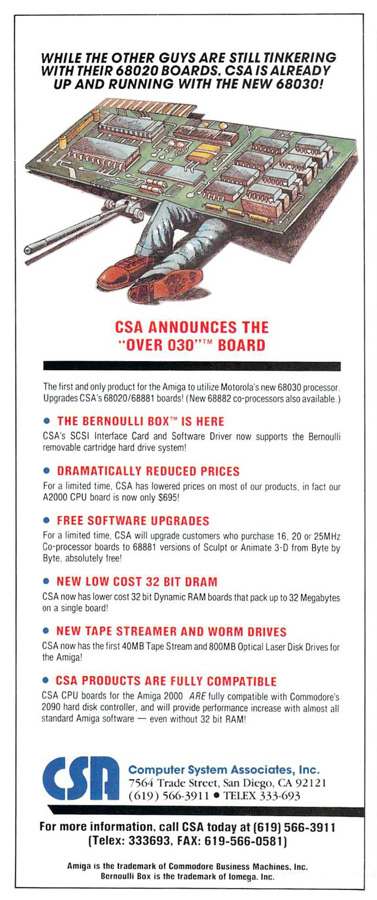 Computer System Associates Over 030 - Zeitgen&ouml;ssische Werbung - Datum: 1988-05, Herkunft: US