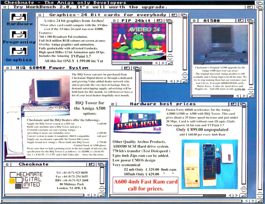 Checkmate Digital A1500 - Zeitgen&ouml;ssische Werbung - Datum: 1992-09, Herkunft: UK