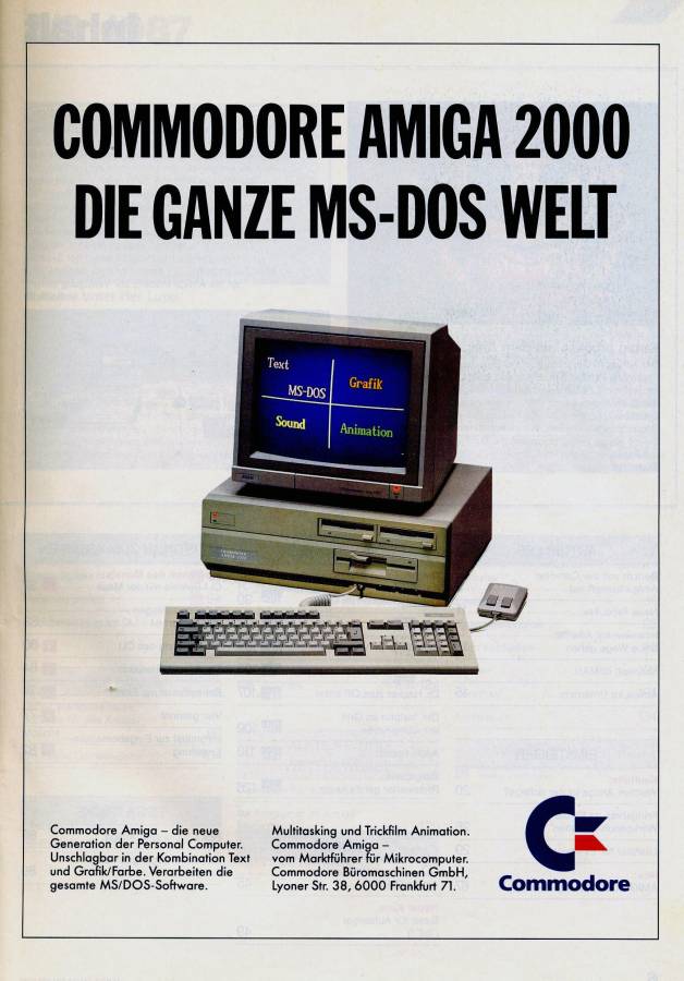 Commodore Amiga 2000 - Vintage Advert - Date: 1987-08, Origin: DE