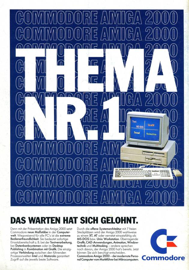 Commodore Amiga 2000 - Vintage Ad (Datum: 1987-11, Herkunft: DE)
