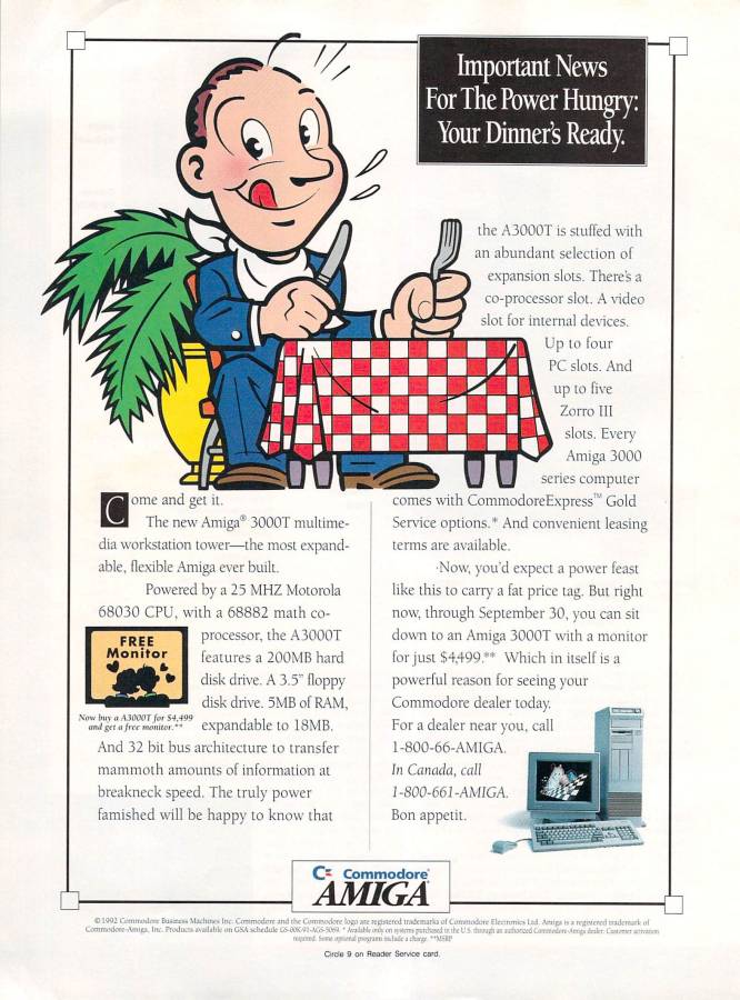 Commodore Amiga 3000T - Vintage Advert - Date: 1992-08, Origin: US