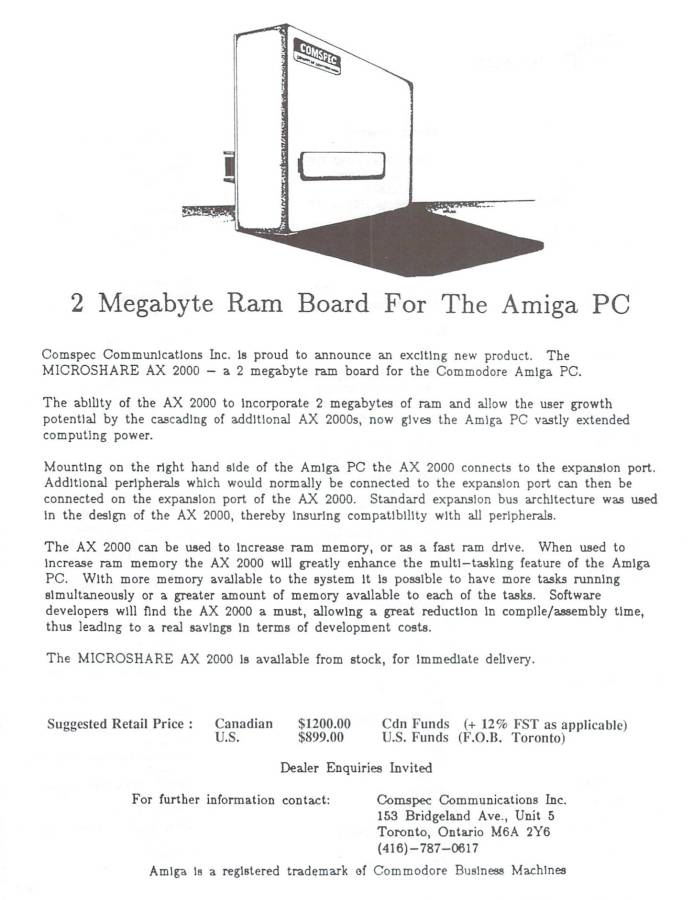 Comspec Communications AX-1000 & AX-2000 - Vintage Advert - Date: 1986-05, Origin: US
