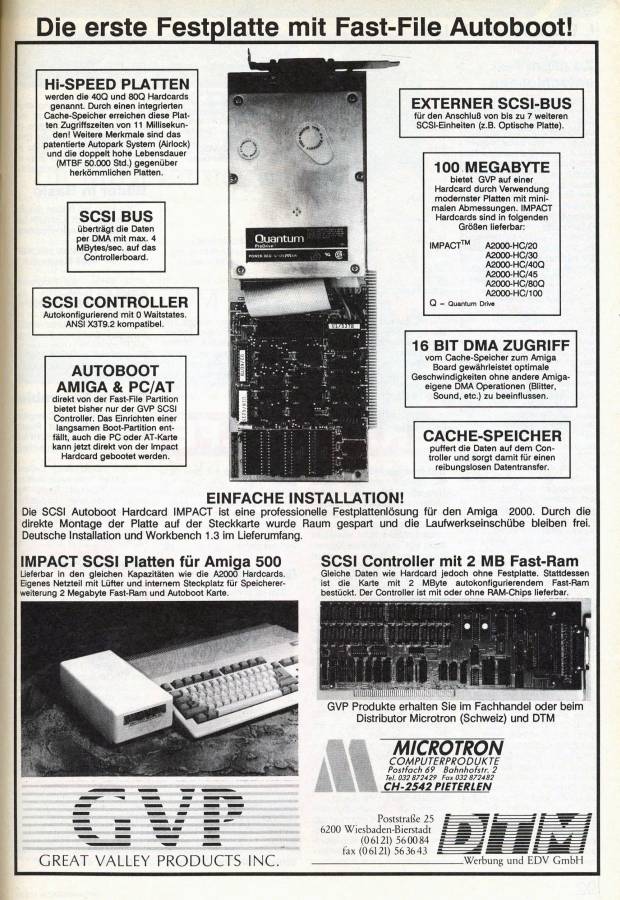 Great Valley Products Impact A500-SCSI - Vintage Advert - Date: 1989-04, Origin: DE