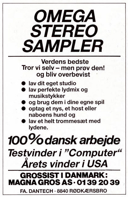 Dantech Omega Stereo Sampler - Vintage Advert - Date: 1988-07, Origin: DK