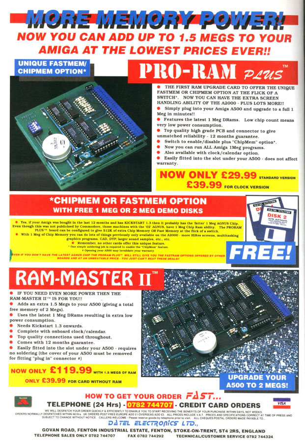 Datel Electronics Pro-RAM Plus - Vintage Advert - Date: 1990-11, Origin: UK