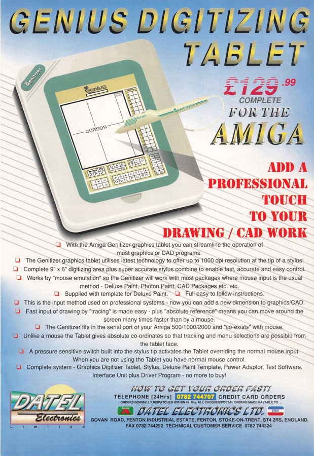 Datel Electronics Genitizer / Genius Digitizing Tablet - Vintage Advert - Date: 1991-06, Origin: UK
