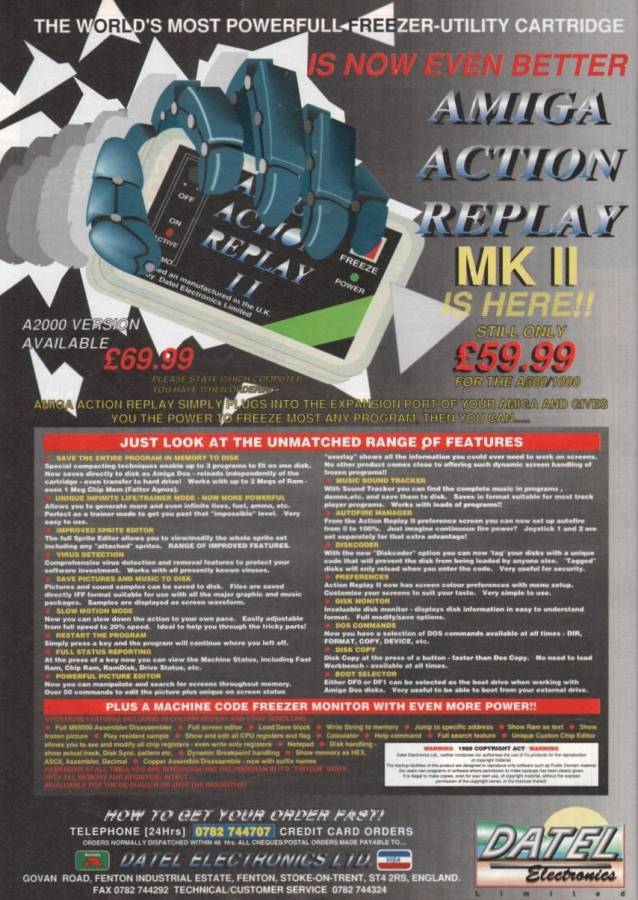 Datel Electronics Action Replay Mk I, II & III - Vintage Advert - Date: 1991-07, Origin: GB