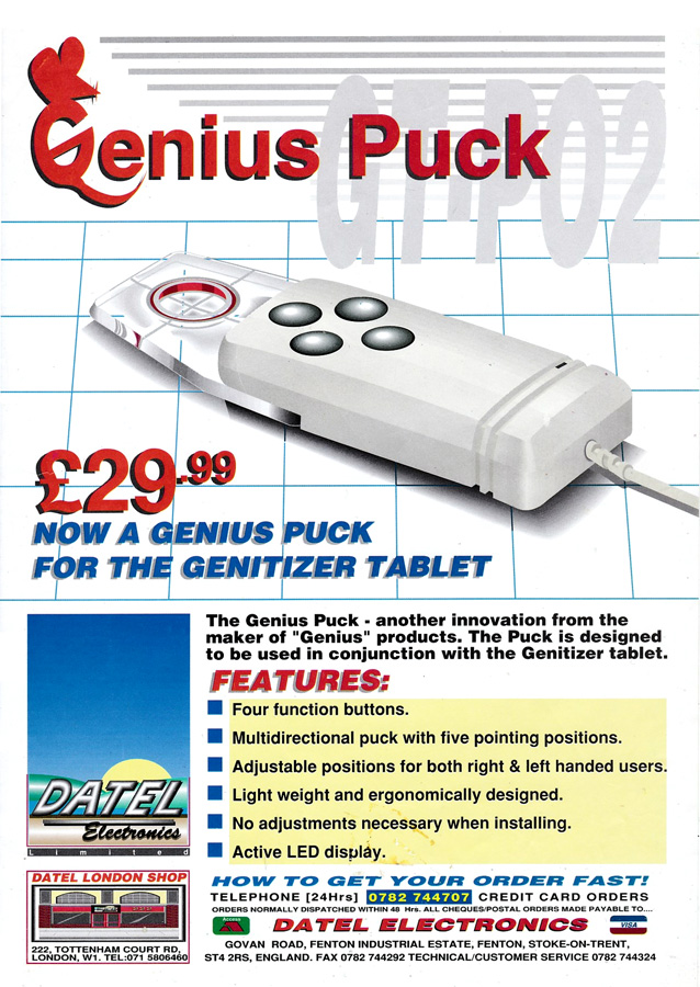 Datel Electronics Genitizer / Genius Digitizing Tablet (GT-906) - Vintage Advert - Date: 1993-12, Origin: UK