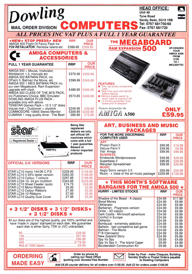 Dowling Computers Megaboard 500 - Vintage Advert - Date: 1990-05, Origin: GB