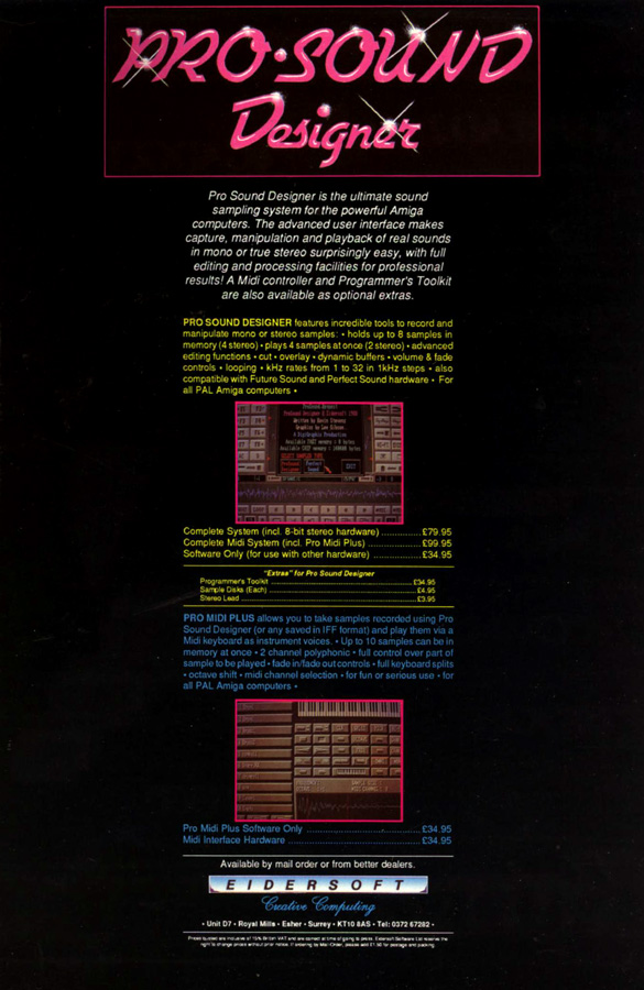 Eidersoft MM2000 Digital Stereo Sampler - Vintage Advert - Date: 1989-08, Origin: UK