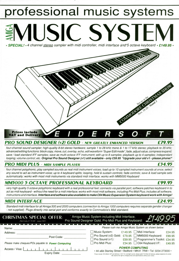 Eidersoft MM2000 Digital Stereo Sampler - Vintage Advert - Date: 1988-12, Origin: UK