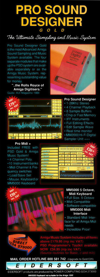 Eidersoft MM5000 5-Octave Keyboard - Vintage Advert - Date: 1989-04, Origin: UK