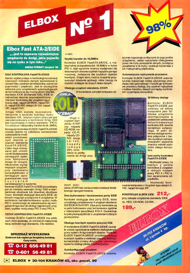Elbox FastATA 1200 (FastATA-2/EIDE) - Zeitgen&ouml;ssische Werbung - Datum: 1998-09, Herkunft: PL