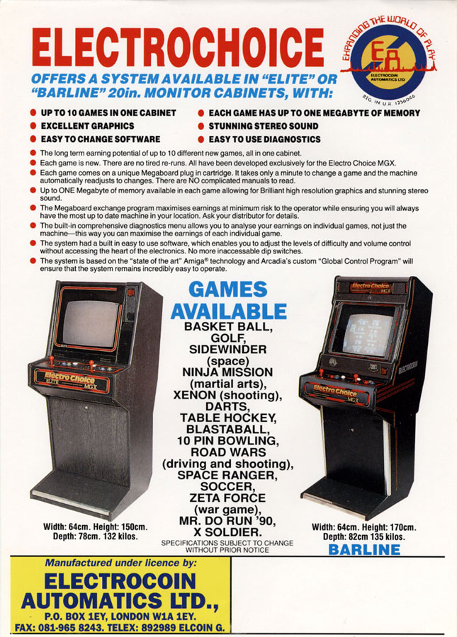 Electrocoin Automatics Electro Choice MGX - Vintage Advert - Date: , Origin: US