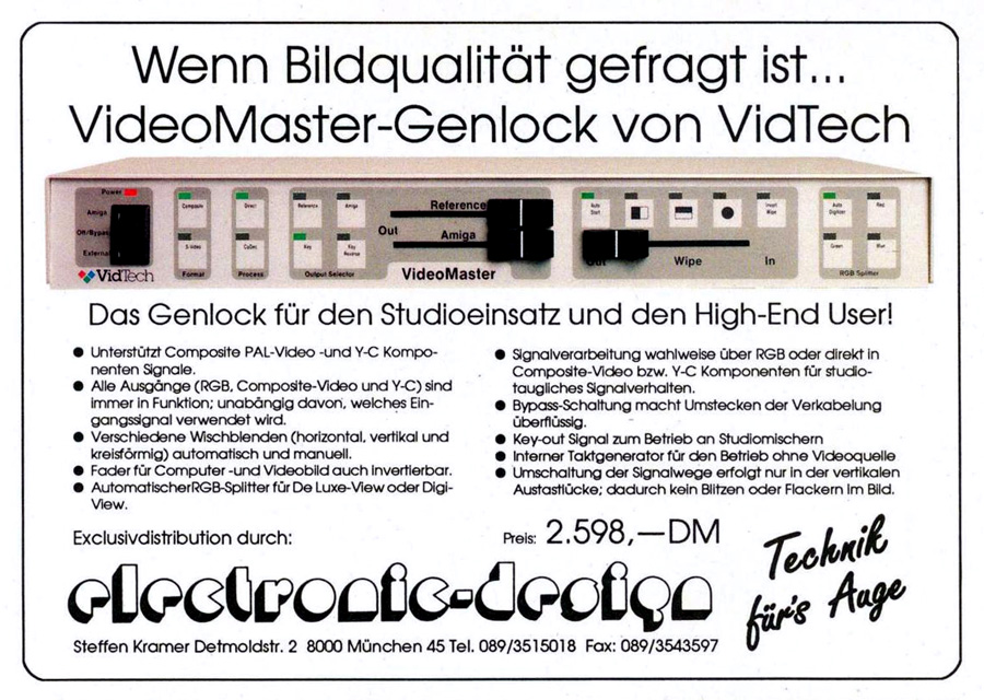 VidTech VideoMaster - Vintage Advert - Date: 1992-02, Origin: DE