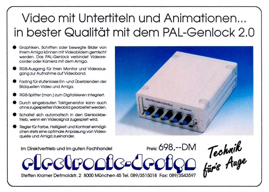Electronic Design PAL-Genlock - Vintage Advert - Date: 1992-04, Origin: DE