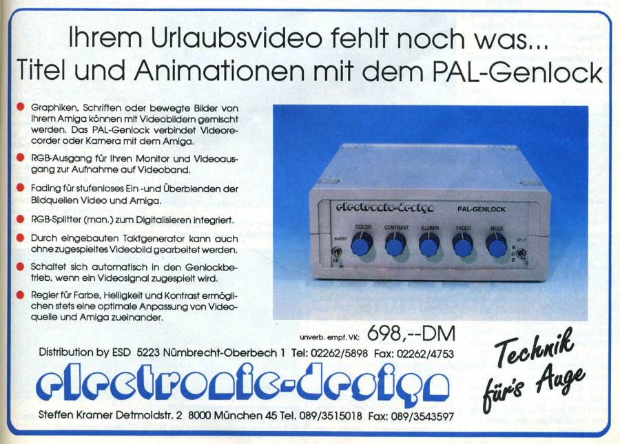 Electronic Design PAL-Genlock - Vintage Advert - Date: 1991-08, Origin: DE