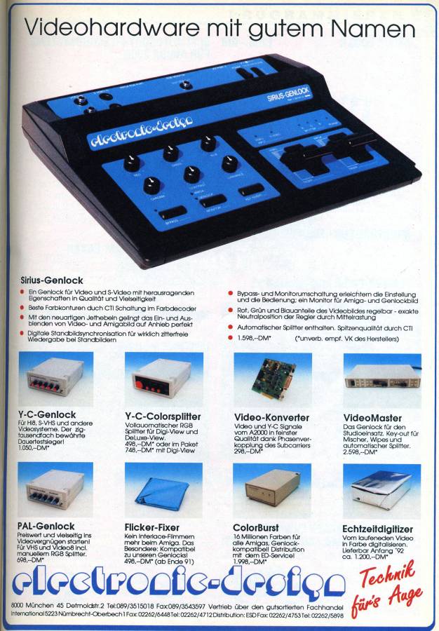 Electronic Design / Hama Y/C-Genlock / Genlock S-590 - Vintage Advert - Date: 1991-12, Origin: DE