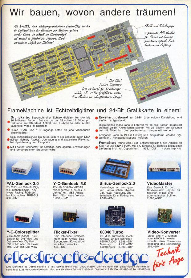 Electronic Design FrameMachine - Vintage Ad (Datum: 1992-09, Herkunft: DE)