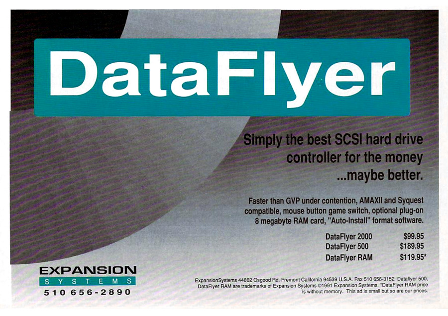 Expansion Systems DataFlyer RAM - Zeitgen&ouml;ssische Werbung - Datum: 1991-11, Herkunft: US