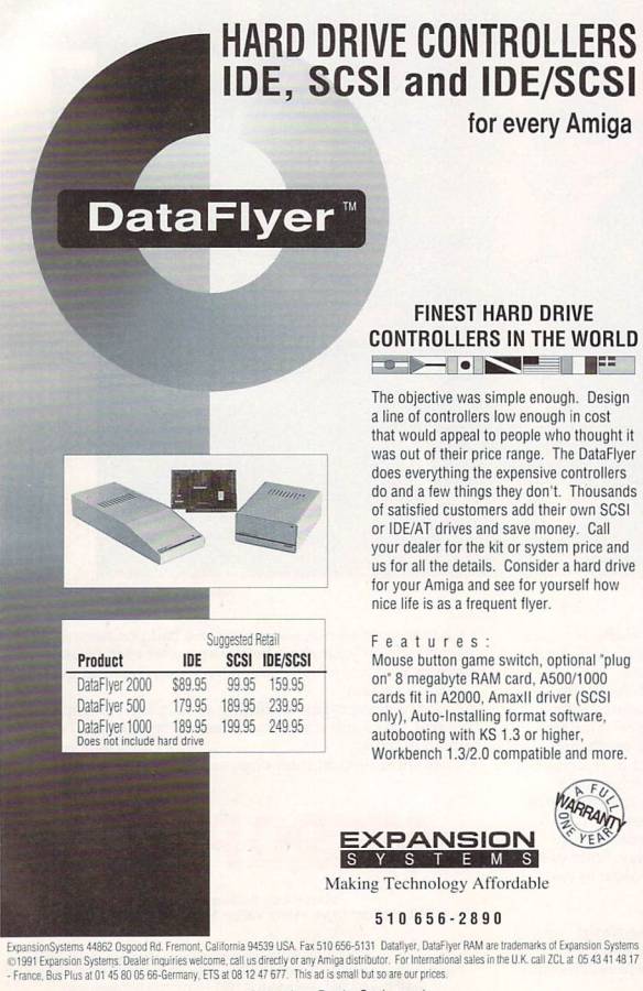 Expansion Systems DataFlyer 500 (Rapid Access Turbo) - Vintage Advert - Date: 1992-02, Origin: US