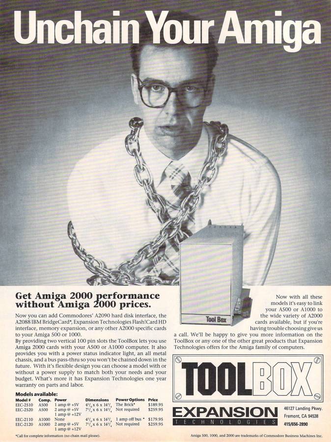Expansion Technologies ToolBox - Vintage Advert - Date: 1989-03, Origin: US