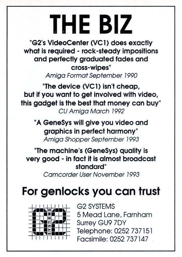 G2 Systems VideoCenter Plus(VC2) - Zeitgenössische Werbung - Datum: 1994-02, Herkunft: GB