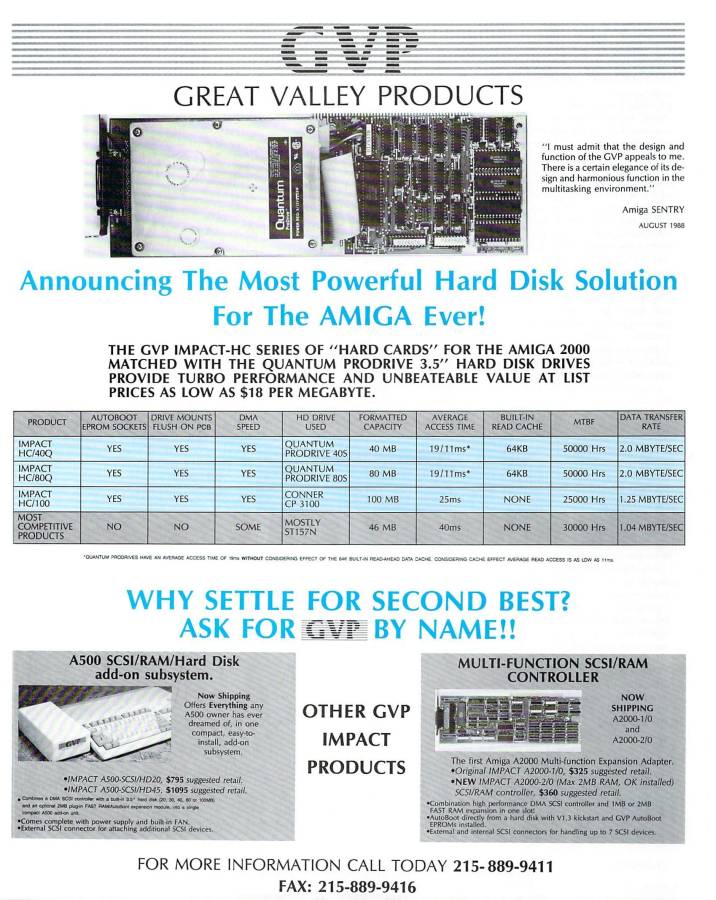 Great Valley Products Impact A500-SCSI - Vintage Advert - Date: 1988-11, Origin: US