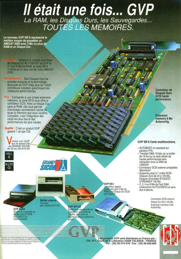 Great Valley Products Impact A2000-SCSI+8 - Vintage Advert - Date: 1990-04, Origin: FR