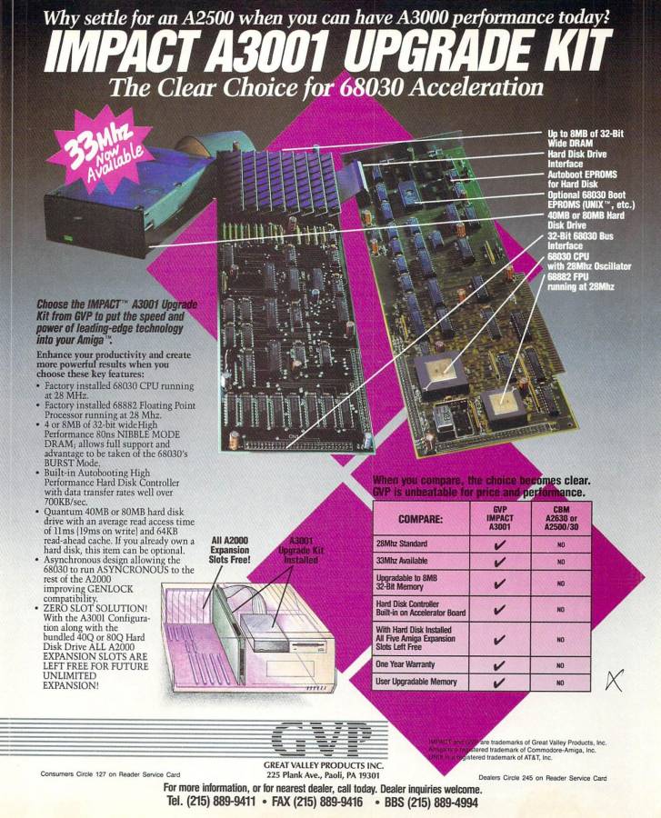 Great Valley Products A3001 (Impact A2000-030) - Vintage Advert - Date: 1990-04, Origin: US