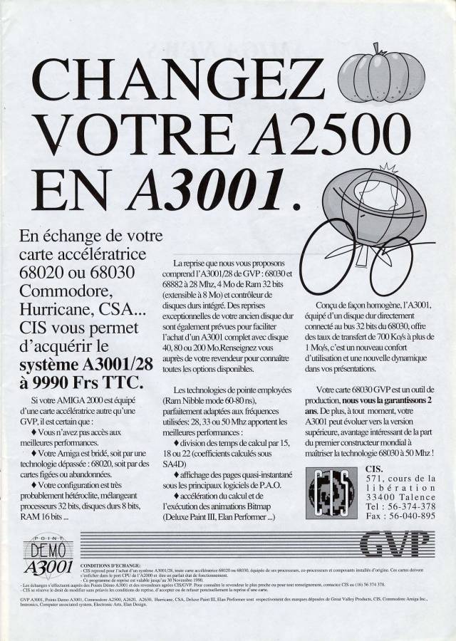Great Valley Products A3001 (Impact A2000-030) - Vintage Ad (Datum: 1990-09, Herkunft: FR)