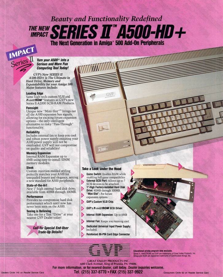 Great Valley Products Impact A500 HD8+ Series II - Vintage Ad (Datum: 1990-11, Herkunft: US)