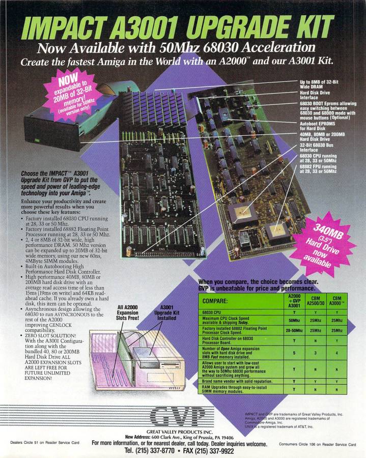 Great Valley Products A3001 (Impact A2000-030) - Vintage Advert - Date: 1991-04, Origin: US