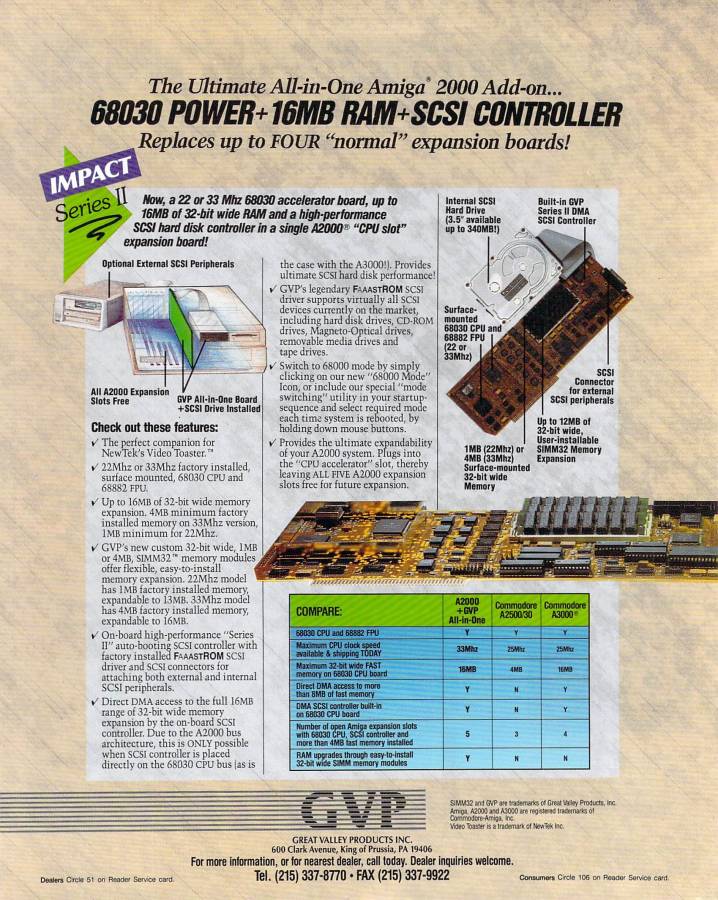 Great Valley Products Impact A2000-030 Combo - Vintage Advert - Date: 1991-05, Origin: US