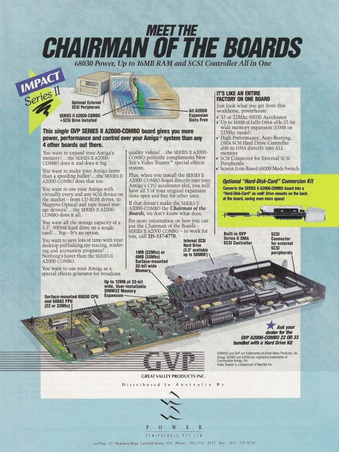 Great Valley Products Impact A2000-030 Combo - Vintage Ad (Datum: 1991-08, Herkunft: AU)