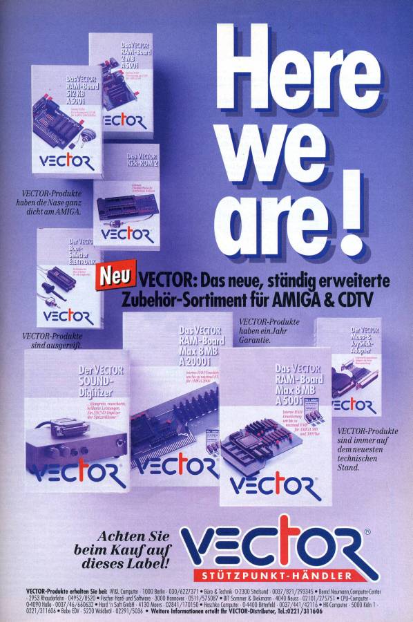 HK-Computer Vector 512kB A500i (Professional RAM Board IIC) - Vintage Advert - Date: 1992-02, Origin: DE
